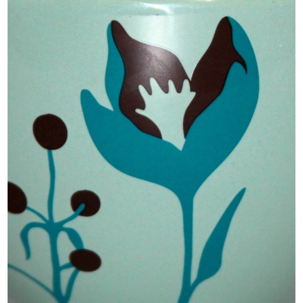 Starbucks Coffee Mug Tea Cup Teal Blue Green Floral Flower Modern 2006 Set of 2